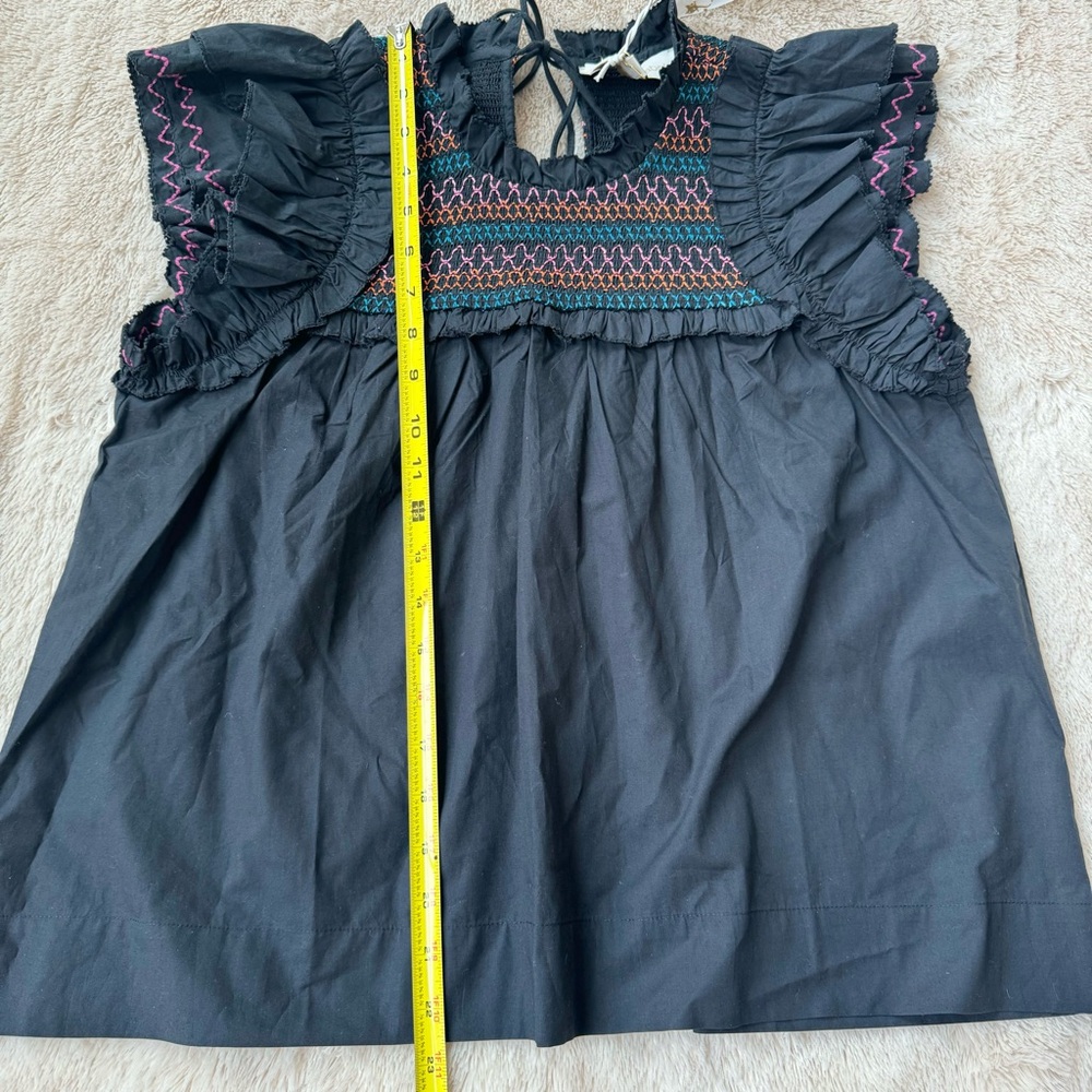Love The Label Anthropologie Poppy top black multi size M - Picture 8 of 9
